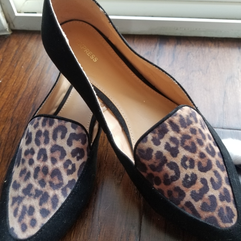 Express Suede Leopard Print Loafers